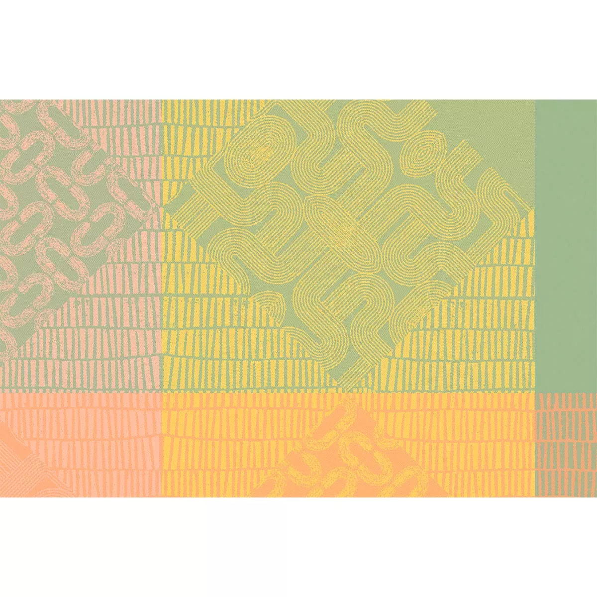 Set pur coton 205 g/m² motif jacquard rose jaune Mille empreintes pastel