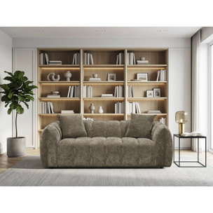 Canapé droit en tissu style bubble "Balzac" - 3 places - Taupe