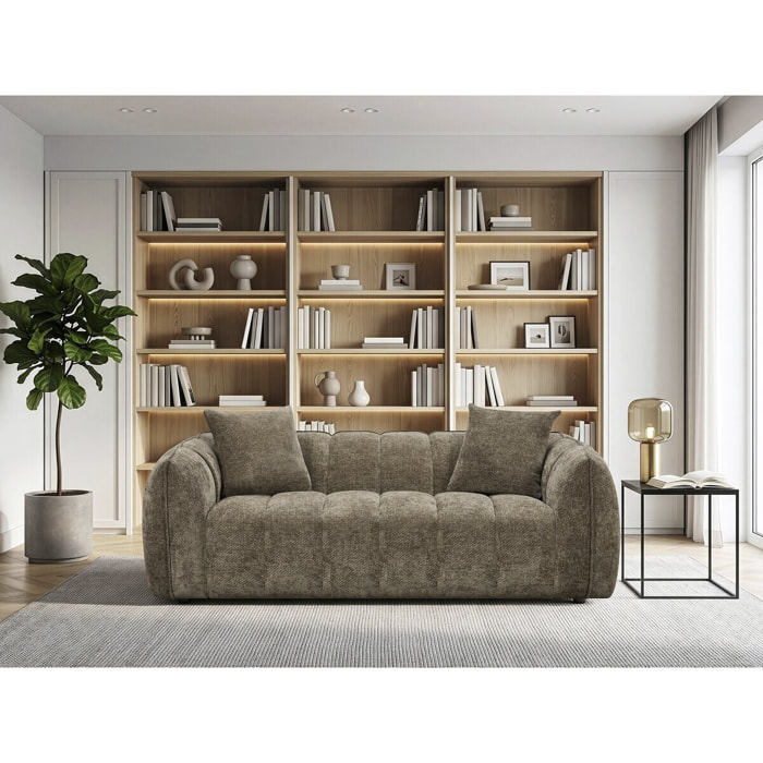 Canapé droit en tissu style bubble "Balzac" - 3 places - Taupe