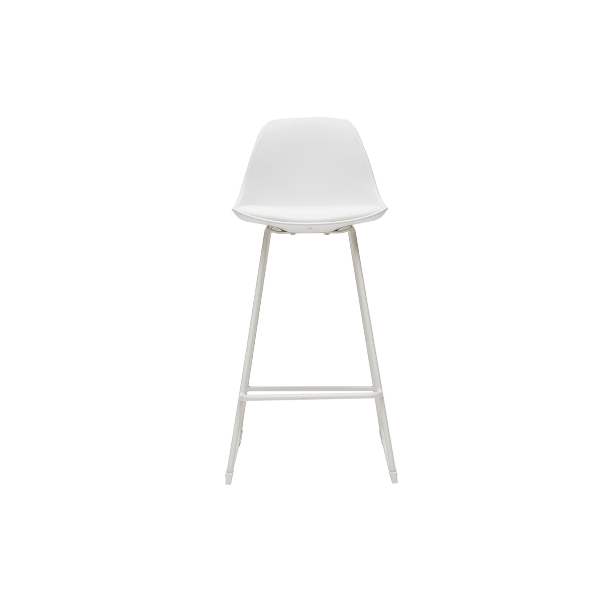 Tabourets de bar design blancs pieds métal 65 cm (lot de 2) FRANZ