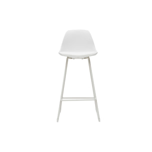Tabourets de bar design blancs pieds métal 65 cm (lot de 2) FRANZ