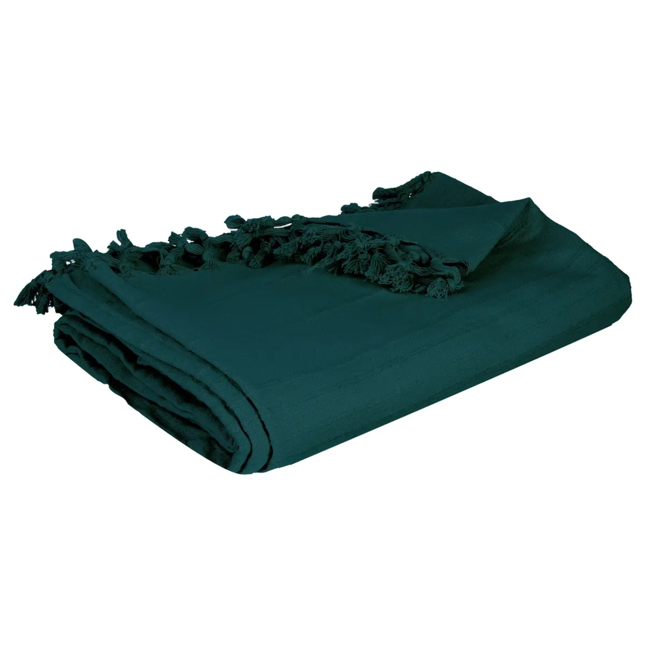 Jeté de lit "Anjali" en coton bleu canard 160x220cm