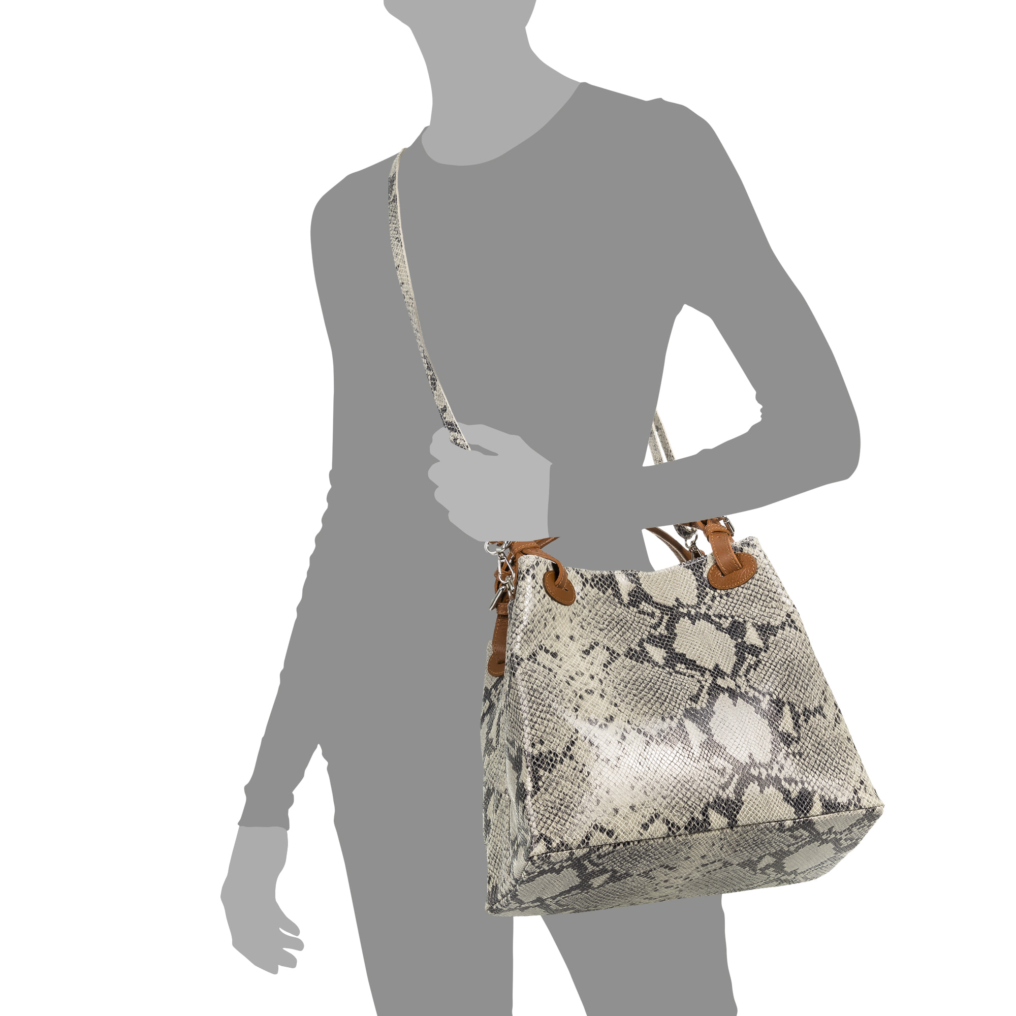 Emanuela Borsa tote Donna.Pelle autentica Camoscio Pitone Dollaro