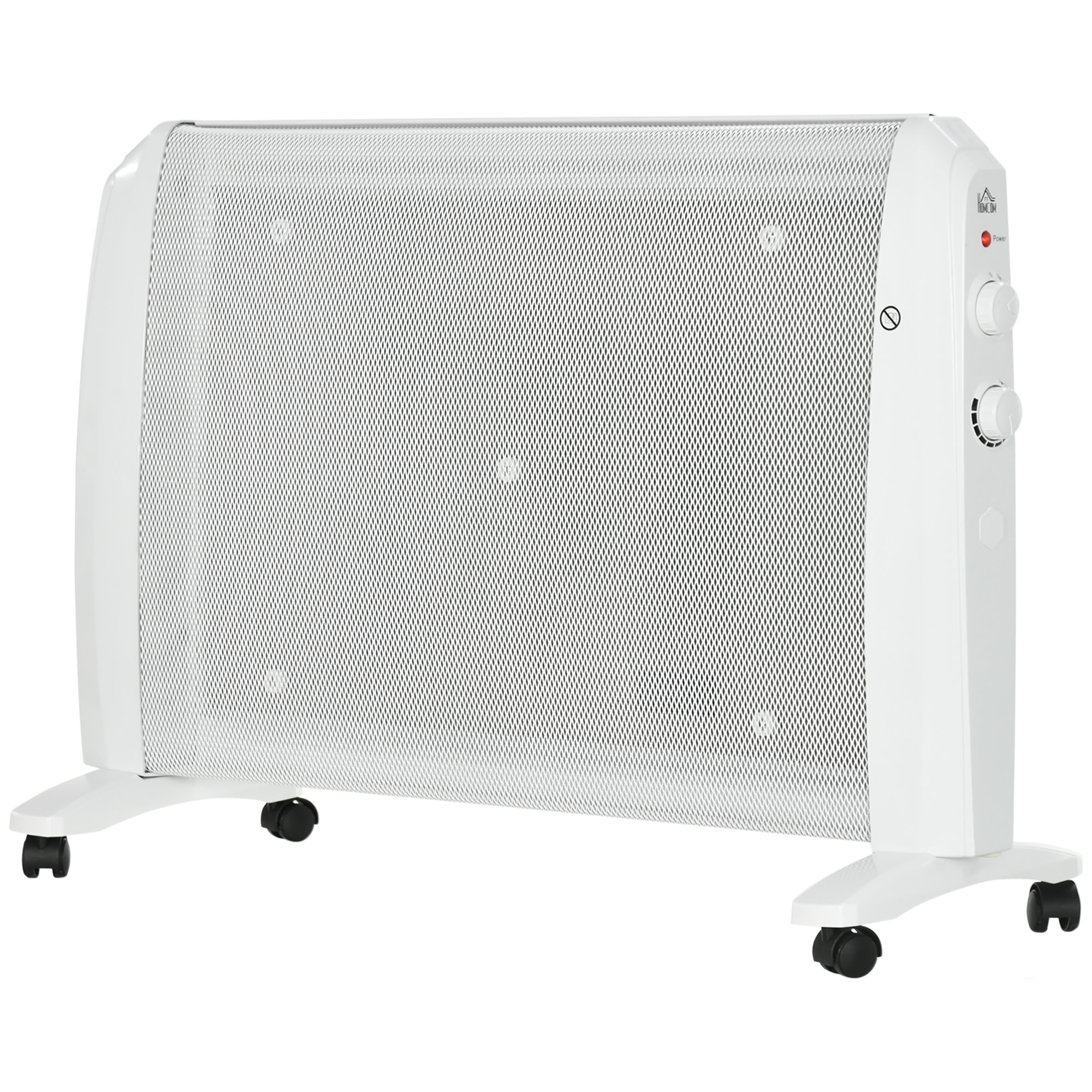 Calefactor Eléctrico 1000W/2000W Radiador de Mica con 4 Ruedas 79x27x54cm Blanco