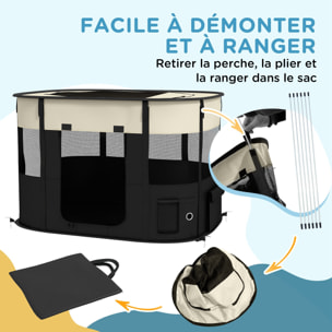Parc pour chien pliable dim. 94L x 74l x 60H cm tissu Oxford crème noir