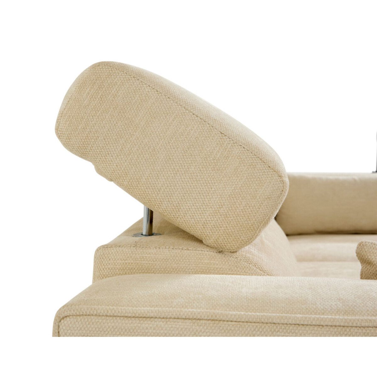 Alicante - canapé d'angle réversible convertible avec têtières - coffre - 4 places - en tissu texturé - Beige