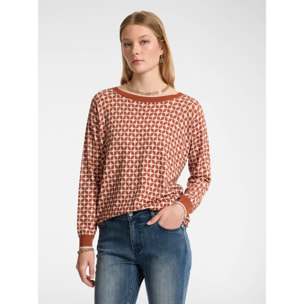 Elena Mirò - Camiseta estampada - Marrón