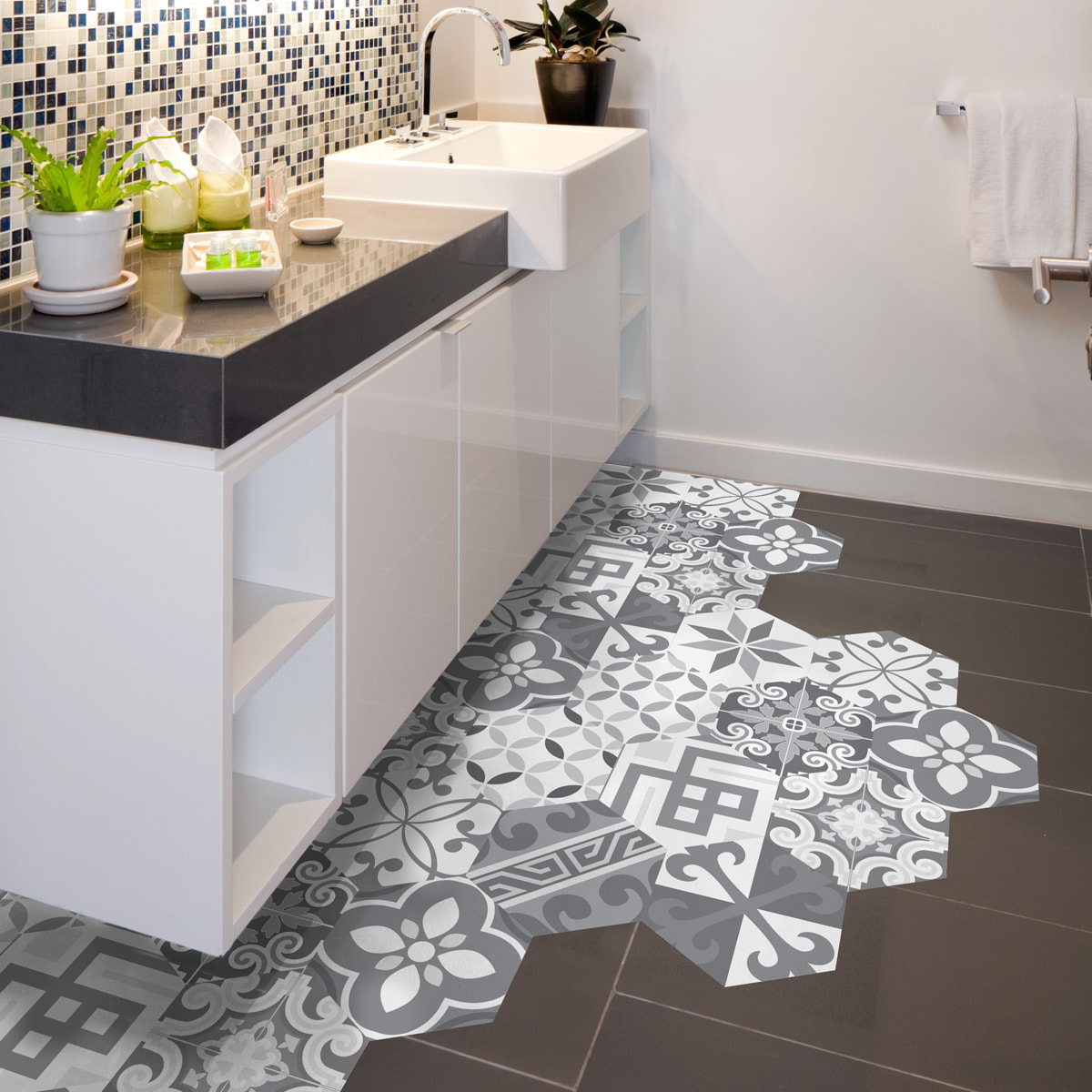 Sticker Sol avec laminat de Protection en Plastique Anti-dérapant | Stickers adhésif Sol - TOMETTES SOL TRISTANO -
