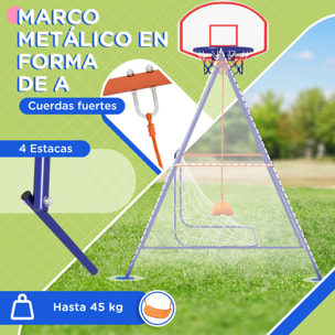 Columpio Infantil 3 en 1 Columpio para Niños de 3-8 Años con Canasta y Portería de Fútbol Desmontable Marco de Acero Carga 45 kg para Exterior Multicolor