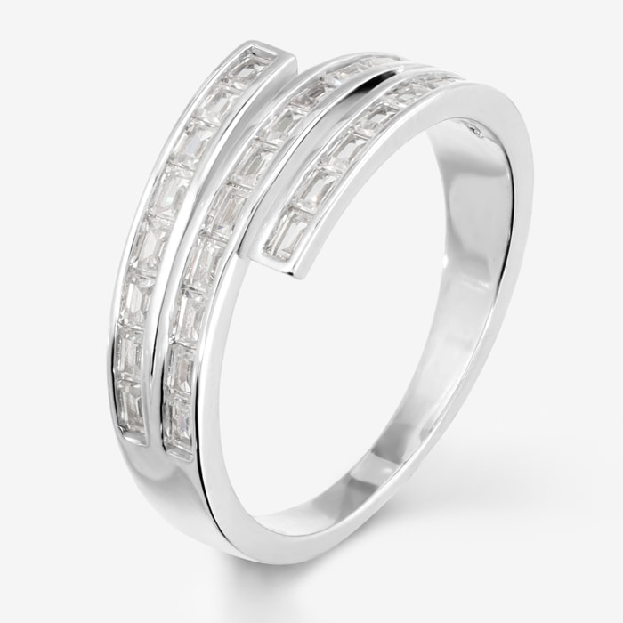 Anello Contrarié con Pavé di Cubic Zirconia a Baguette