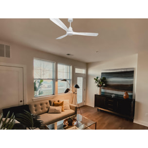 Ventilateur de plafond Réversible  Thermostat Dimmable Wifi Moteur à courant continu Toits en pente Télécommande Lumière à trois tons Hypersilence Mémoire