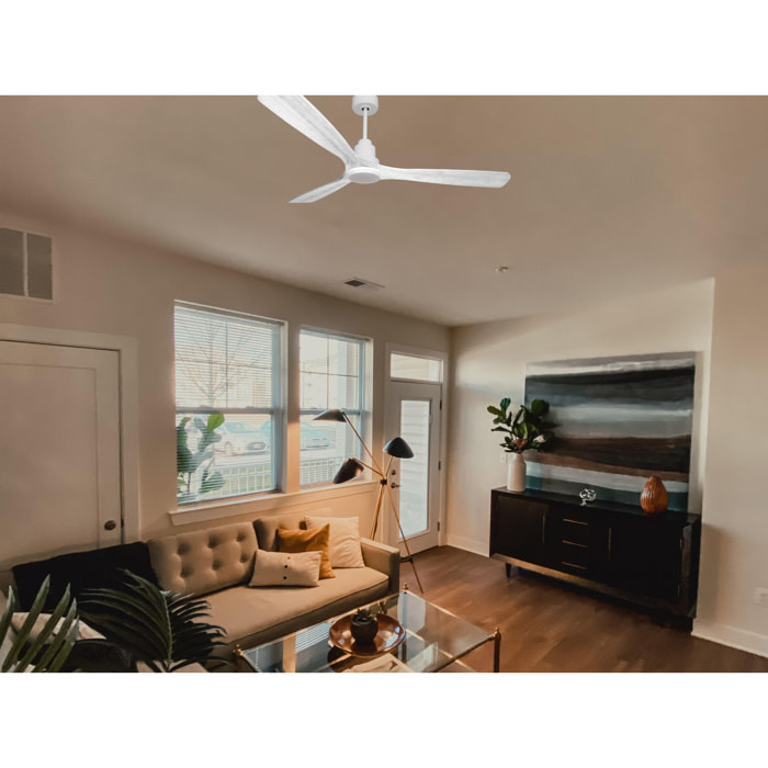 Ventilateur de plafond Réversible  Thermostat Dimmable Wifi Moteur à courant continu Toits en pente Télécommande Lumière à trois tons Hypersilence Mémoire