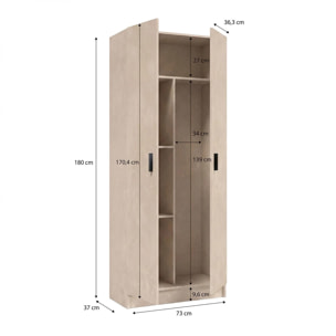 Armario de 2 puertas en efecto microcemento beige 73x180 cm Multi Useful 73 Microcemento Beige
