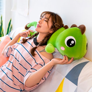 Cuscino extra morbido e soffice design dinosauro verde. 78 cm.