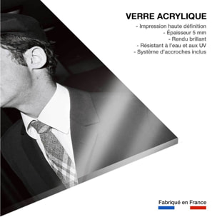 Tableau noir et blanc célébrité Jean-Paul Belmondo Tableau plexiglas