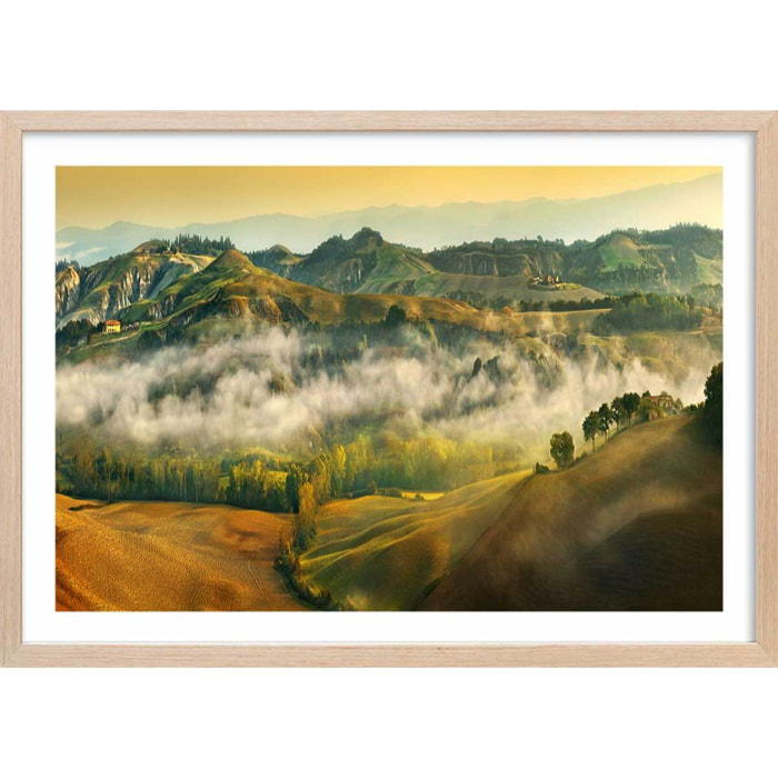 Affiche Paysage de Toscane Affiche + cadre en bois - Chêne