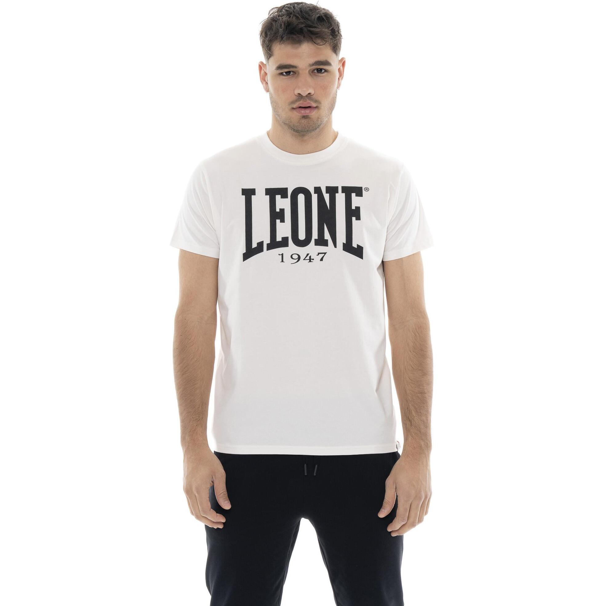 Camiseta básica de algodón elástico de manga corta con logo Leone 1947