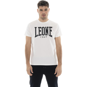 Camiseta básica de algodón elástico de manga corta con logo Leone 1947