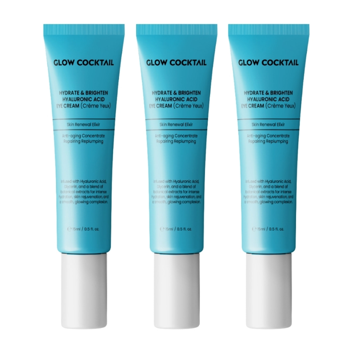 Trío de cremas para el contorno de ojos con ácido hialurónico hidratantes e iluminadoras