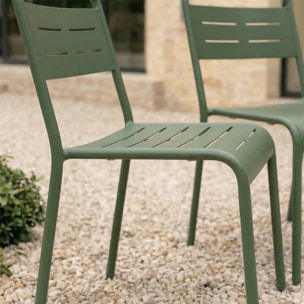 Ensemble de 4 chaises de jardin empilables vertes EVORA