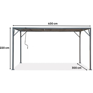 Pergola bioclimatique en tissu "Lodge" 3 x 4 m - Anthracite