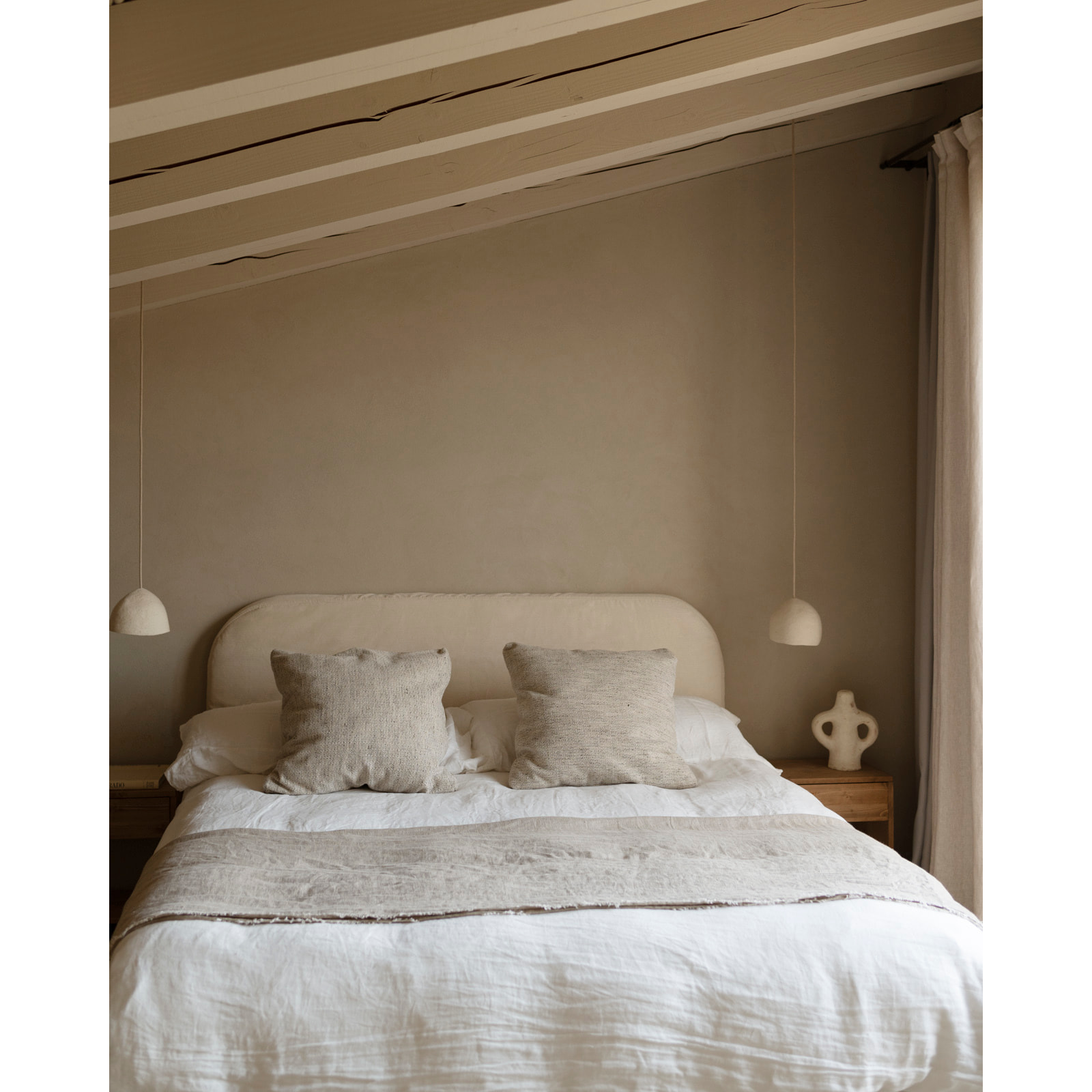Cabecero tapizado desenfundable de pana beige de varias medidas