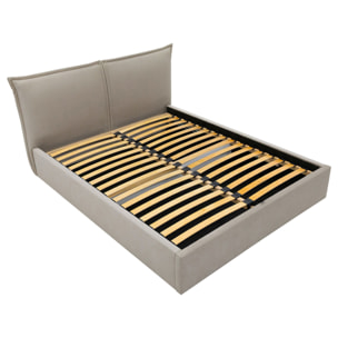 John - lit coffre - 160x200 cm - en velours - sommier inclus - Taupe