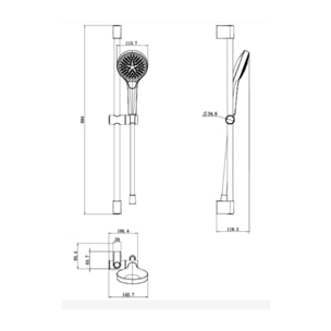 Ensemble de douche 3 jets Verve Showers Or brossé