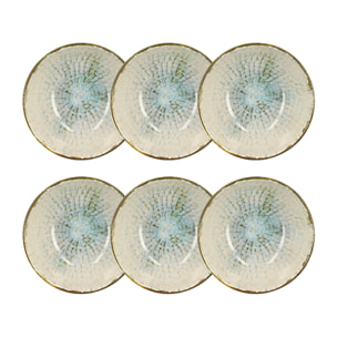 Lot de 6 bols 60cl en faience bleu et blanc MINERAL