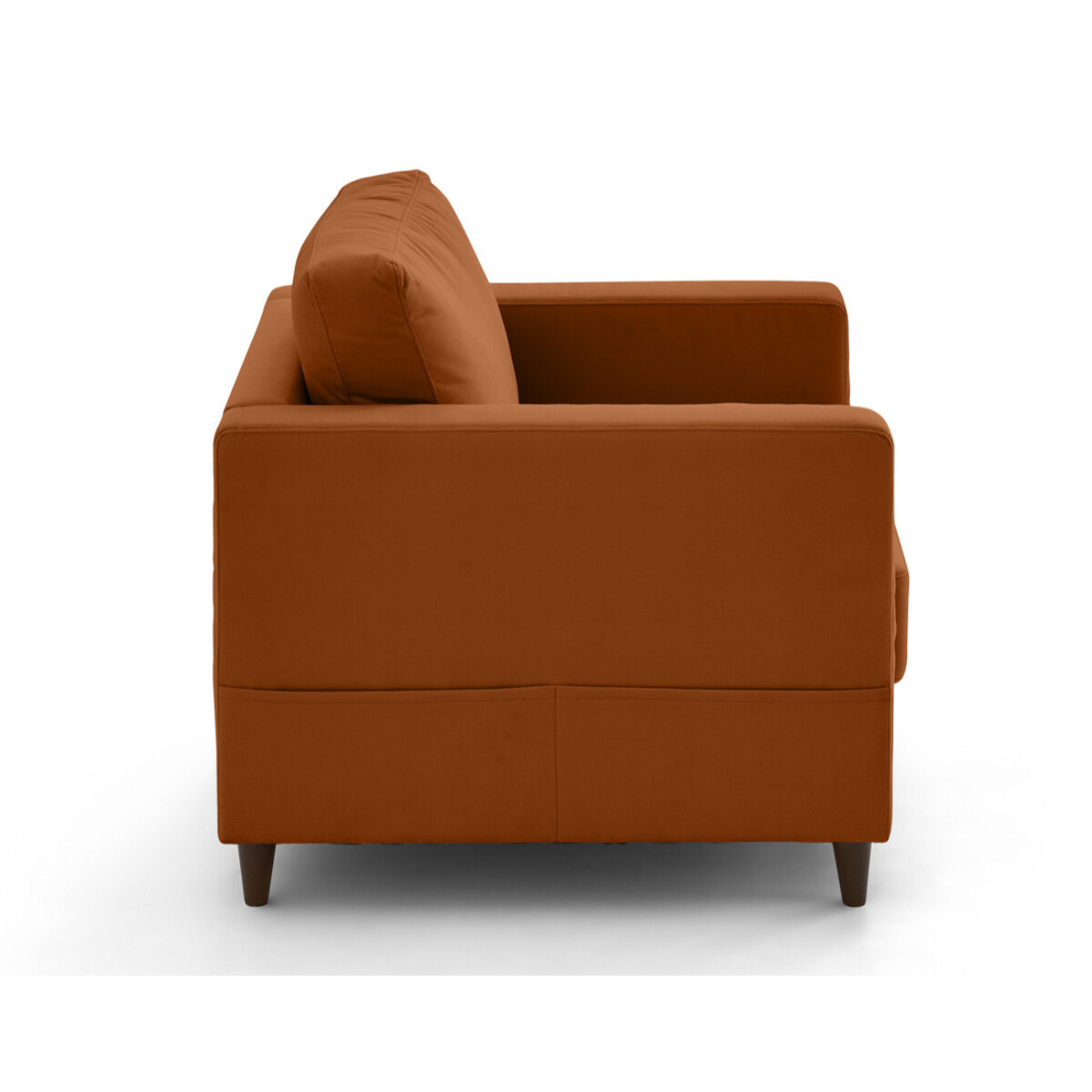 Anna - fauteuil avec poche en velours - pieds en bois - Rouille