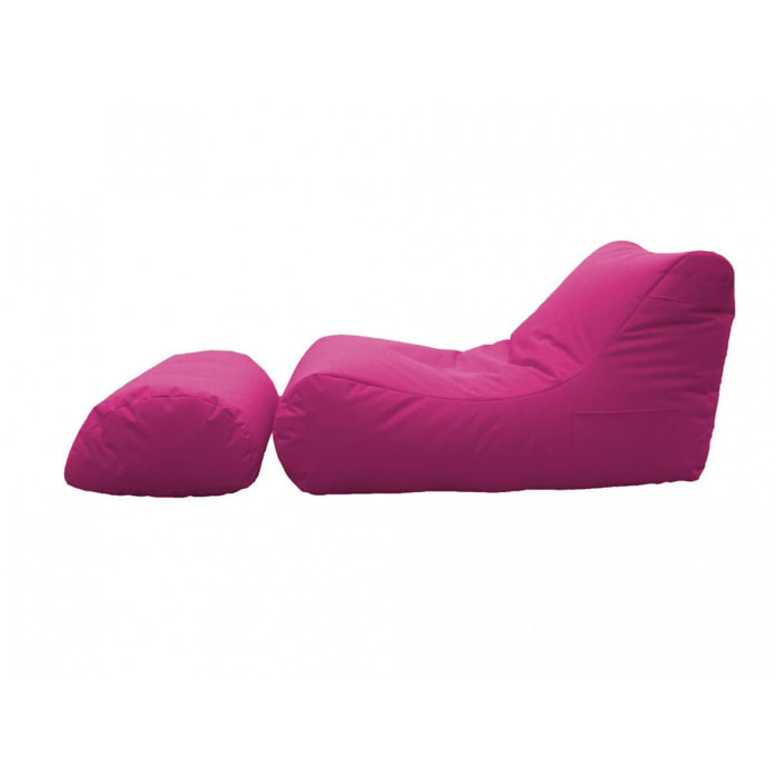 Chaise Longue moderna da soggiorno, Made in Italy, Poltrona con poggiapiedi in Nylon, Pouf imbottito per camera da letto, cm 120x80h60, colore Fucsia