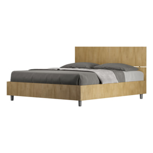 Cama con somier 160x190 con cabecera recta roble natural Demas