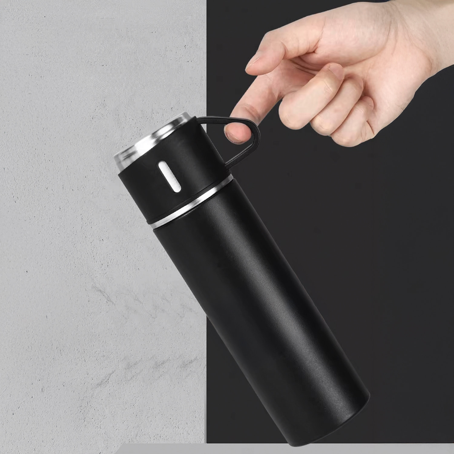Set di thermos da 500 ml e 3 tazze isolanti. Mantenimento del freddo e del caldo da 6 a 12 ore.