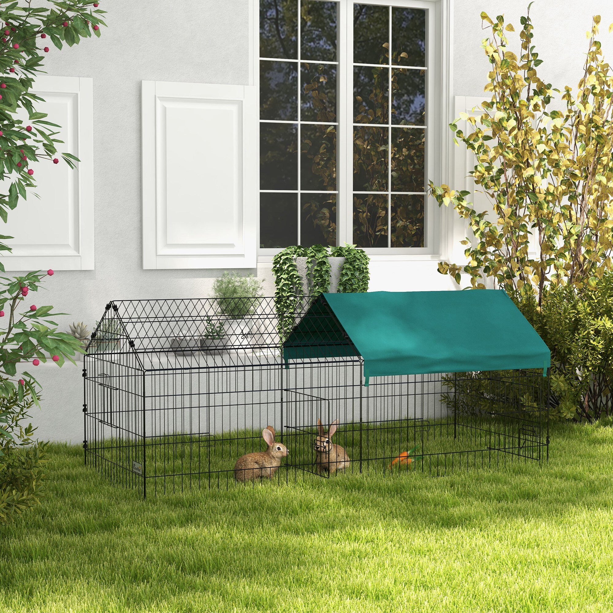 Jaula para Animales Pequeños Jaula para Roedores de Acero con Puertas y Tela Superior Jaula para Conejos Chinchillas Gallinas 185x75x75 cm Verde