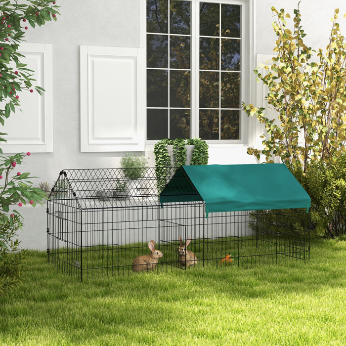 Jaula para Animales Pequeños Jaula para Roedores de Acero con Puertas y Tela Superior Jaula para Conejos Chinchillas Gallinas 185x75x75 cm Verde