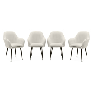 Lot de 4 fauteuils en bouclette et pieds en métal noir mat. Shella L 57 x P 59 x H 84.5