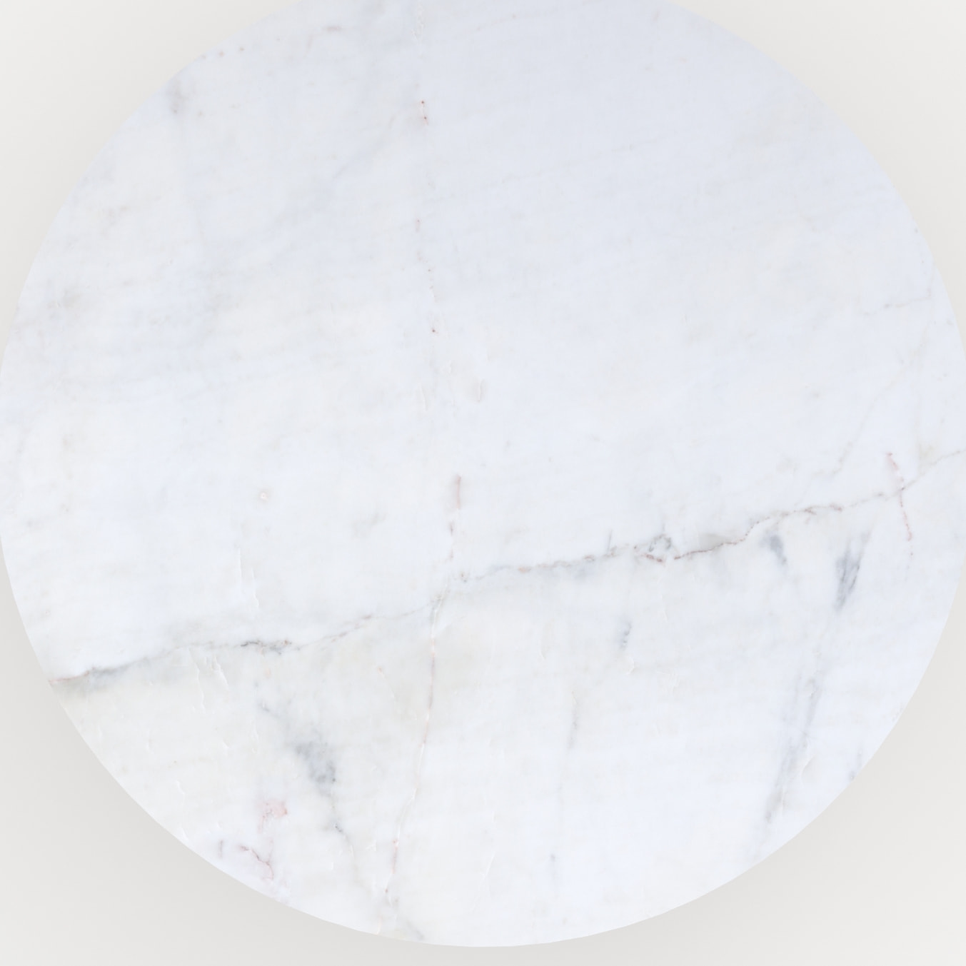 Table ronde 4 personnes en marbre blanc et bois de manguier D120 cm - Agathe