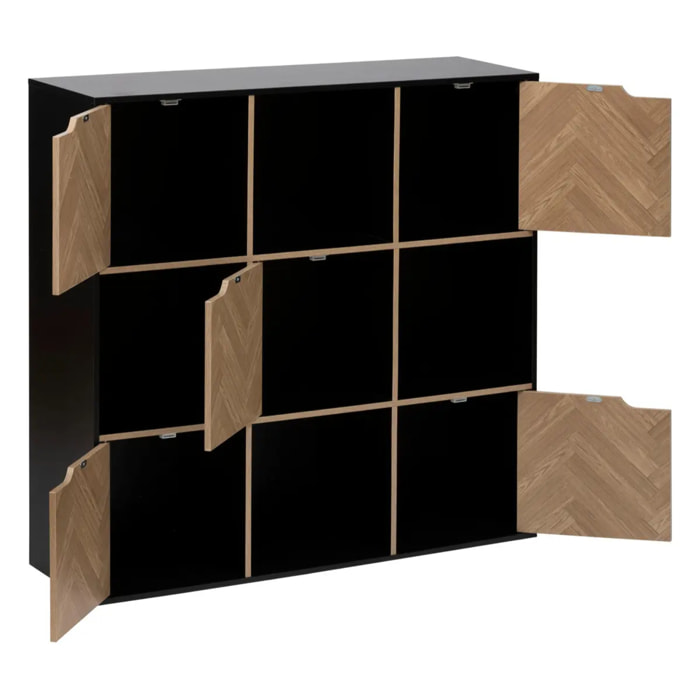 Étagère "Mix n door" 9 cases effet bois et noir 100,5x32cm
