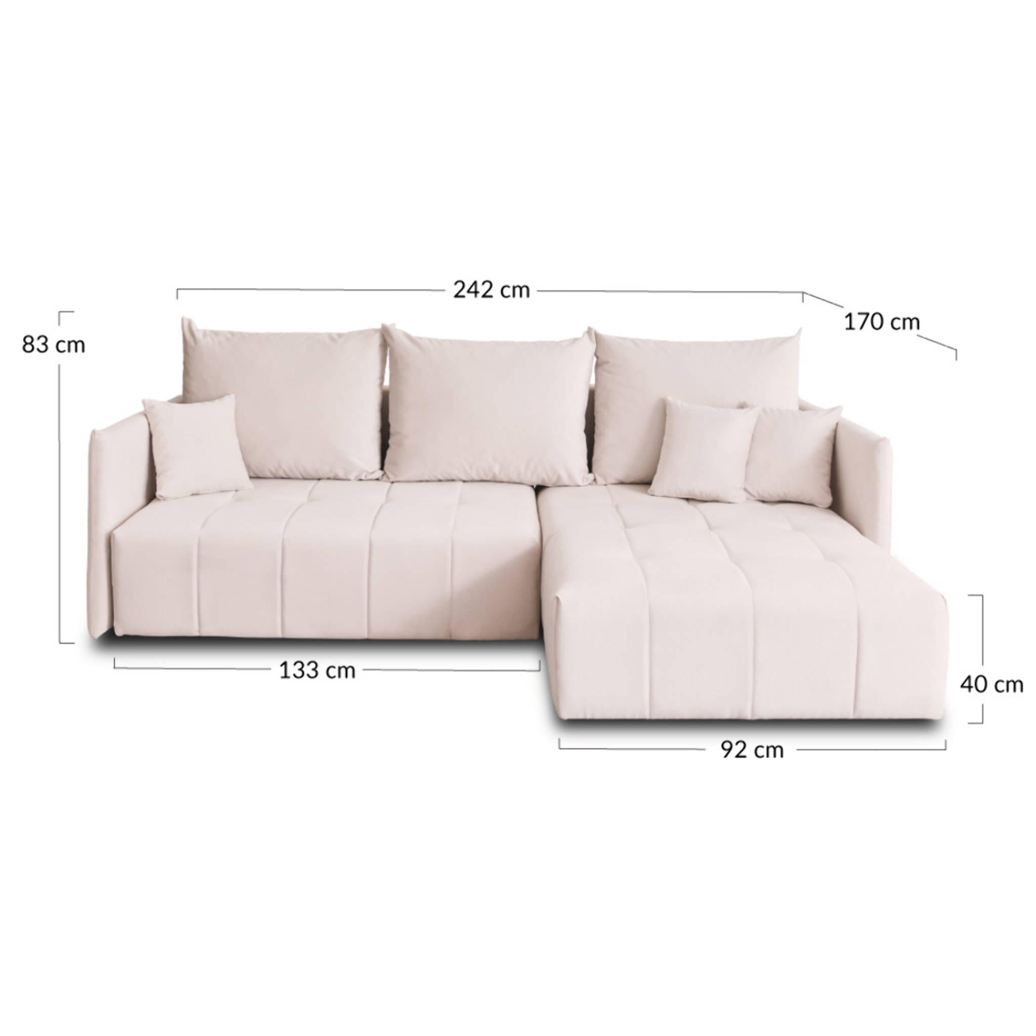 Petra - canapé d'angle réversible - convertible avec coffre - 4 places - en velours - Gris foncé