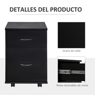 Archivador con Ruedas tipo Cajonera de Madera para Oficina 41x39x58cm Negro