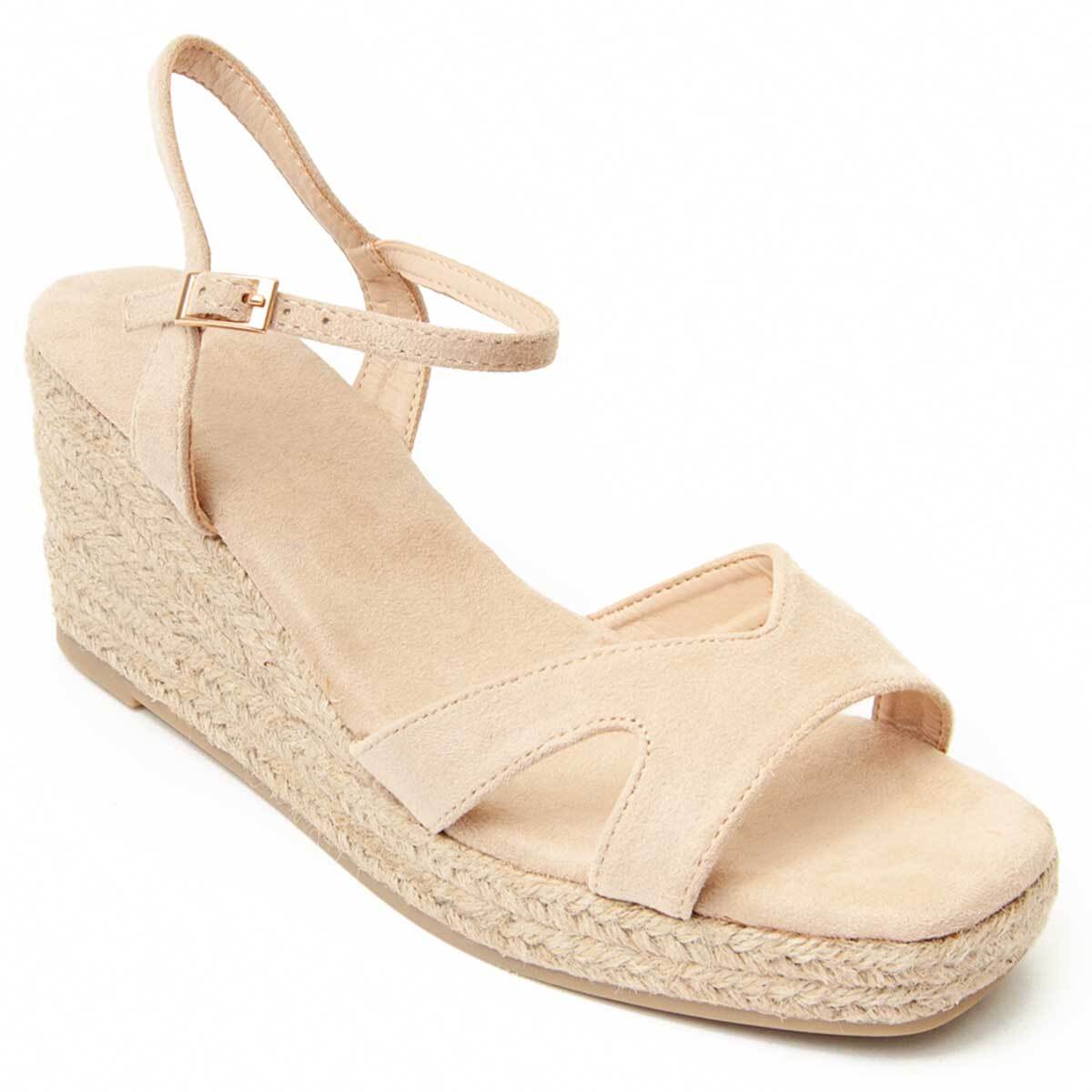 Sandalia de cuña - Beige - Altura: 7 cm