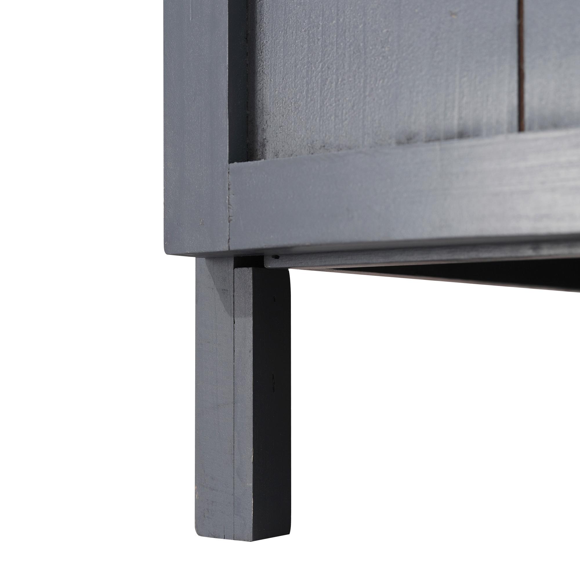 Armoire de rangement de jardin sur pied, table de rempotage 2 en 1 double porte, étagère, plateau métal galvanisé - bois sapin gris