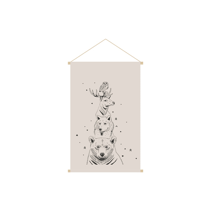 Kakemono enfant tableau en toile suspendue illustration animaux de la forêt L40 x H60 cm BUDDY