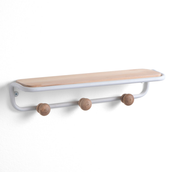 Porte-manteau mural Tomasucci GENNA, en acier et bois, blanc