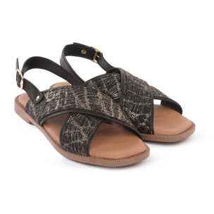 SANDALO FLAT INCROCIATO NERO