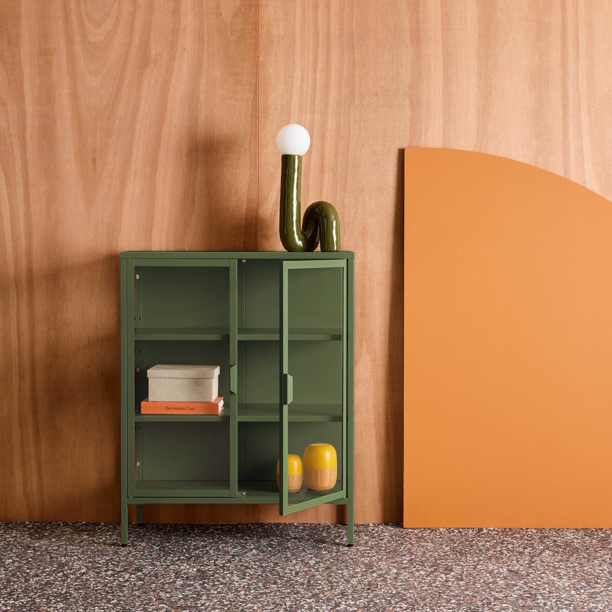 Armoire vitrine acier et verre trempé 2 portes 80cm ARKANSAS