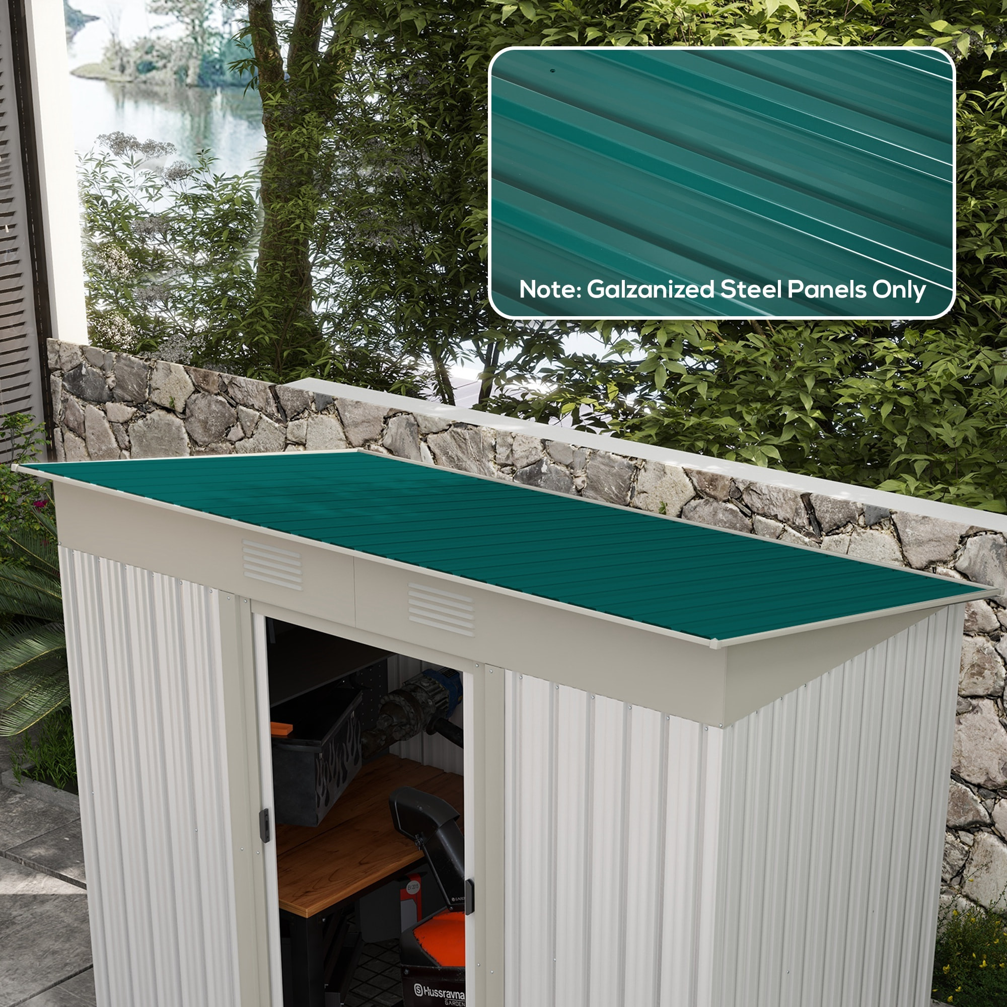 Lot de 12 panneaux - dim. 129L x 45l cm - tôle acier ondulé vert