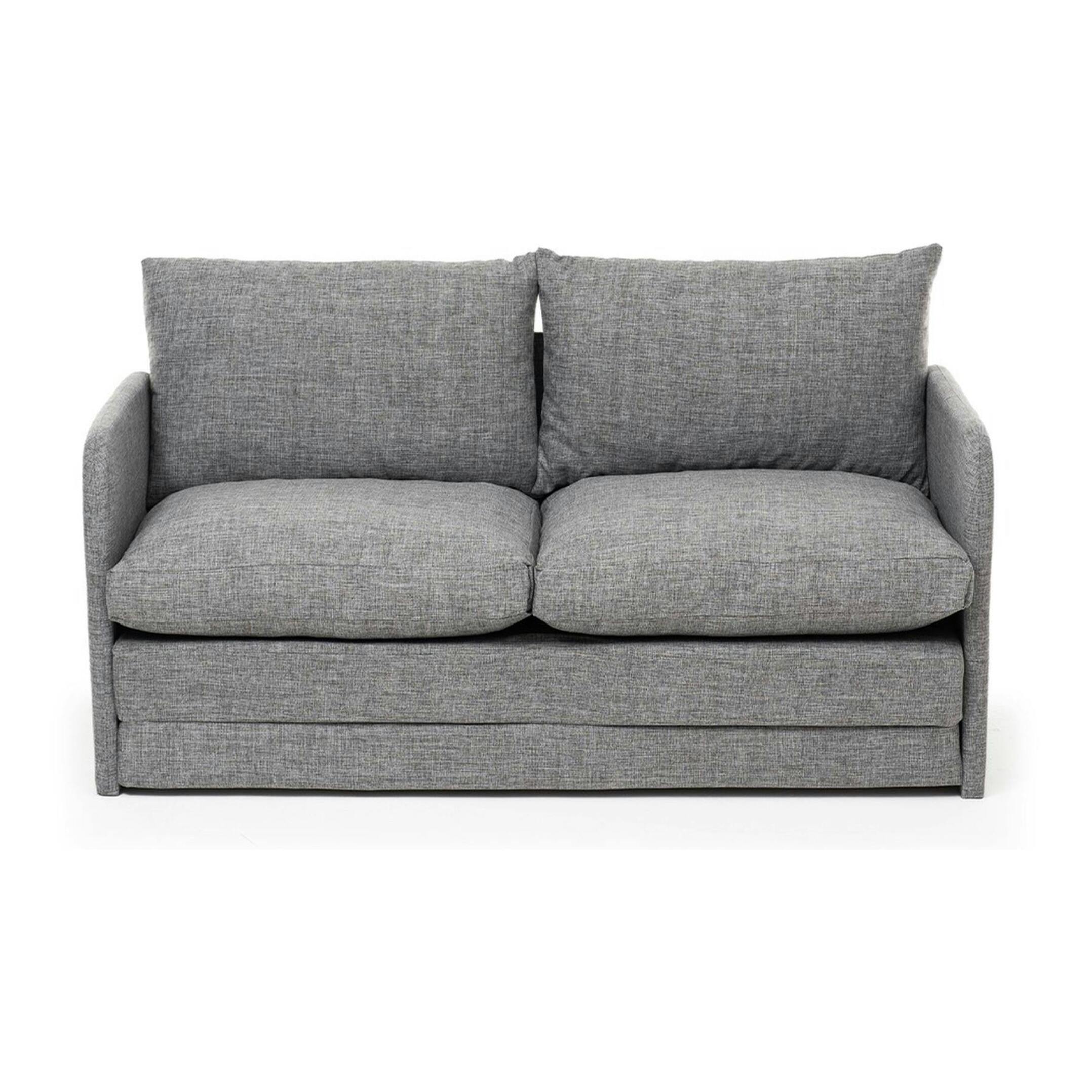 Canapé-lit en lin gris chiné, 2 personnes 140 cm ORURO