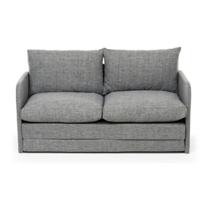 Canapé-lit en lin gris chiné, 2 personnes 140 cm ORURO