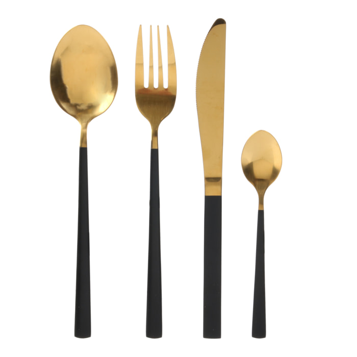 MENAGERE 16 PIECES GOLD MANCHE NOIR